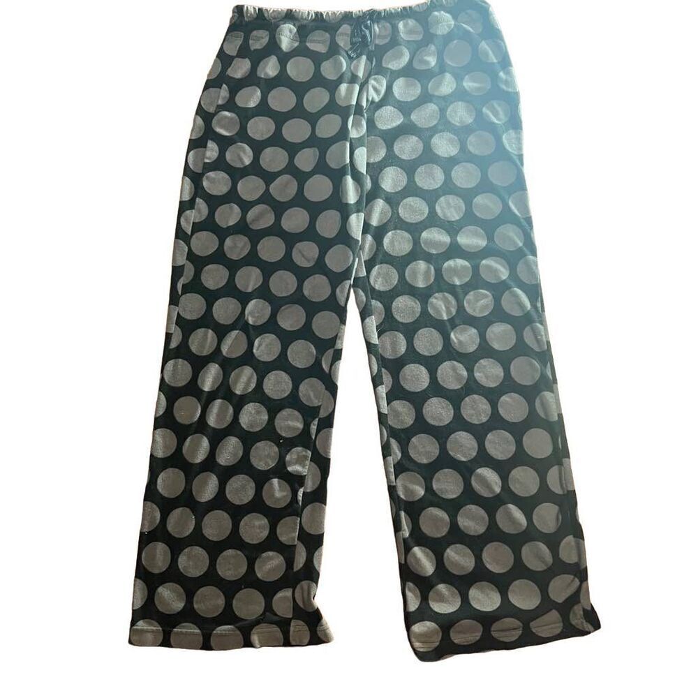 Black and gray polka dot cozy wide leg pajamas size L